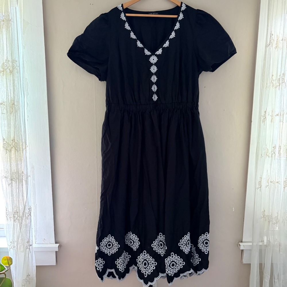 Lane Bryant Womens Boho Maxi Dress Size 20 Black Pockets Crochet Hippie Plus